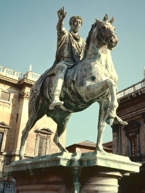 Marcus Aurelius dressed in a chlamys